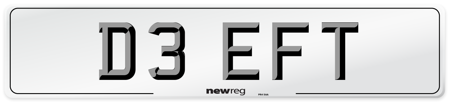 D3 EFT Number Plate from New Reg